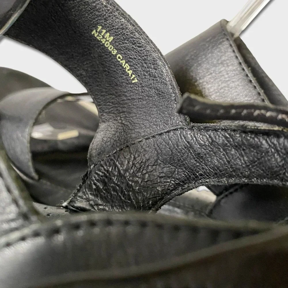 ONO black cushioned‎ insole comfort heels sandals 11 M Cara tie back
